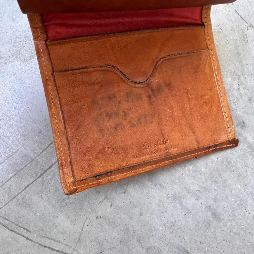 Brown cowhide leather wallet with a vintage vibe